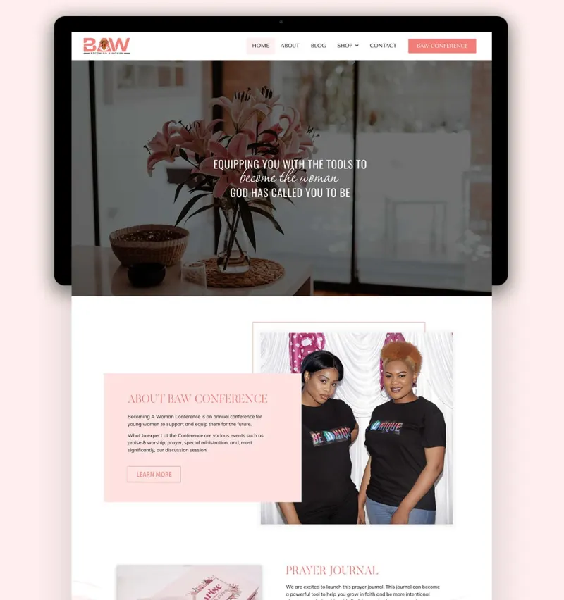 Homepage of the Becoming a Woman website