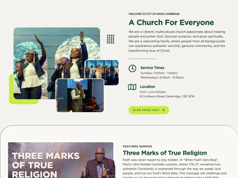 Homepage of the RCCG City of David Cambridge website